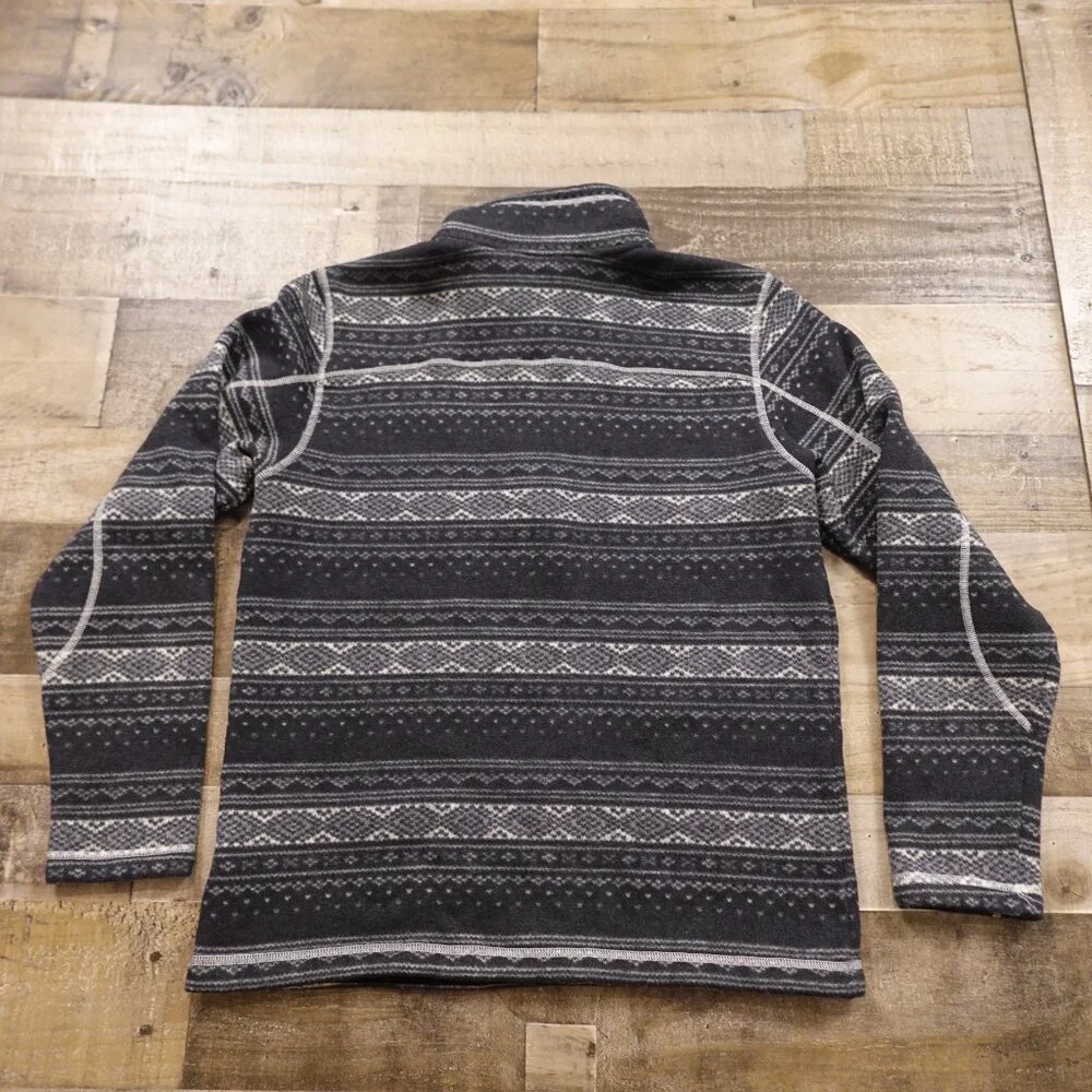 The North‎ Face Fair Isle Pattern Fleece Pullover Men's Size Large Black Gray
